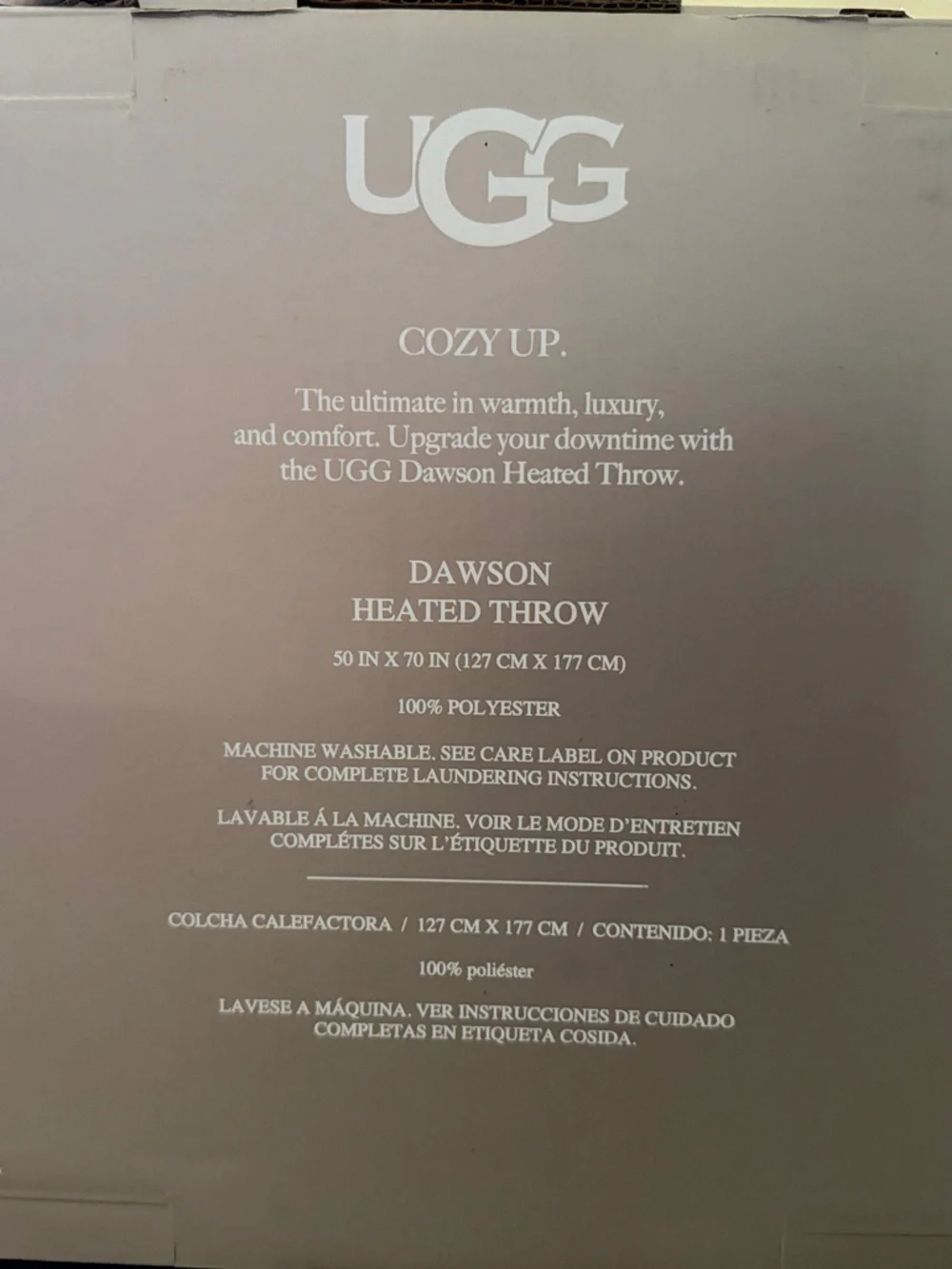 UGG Plush Electric Heated Throw Blanket - Light Gray